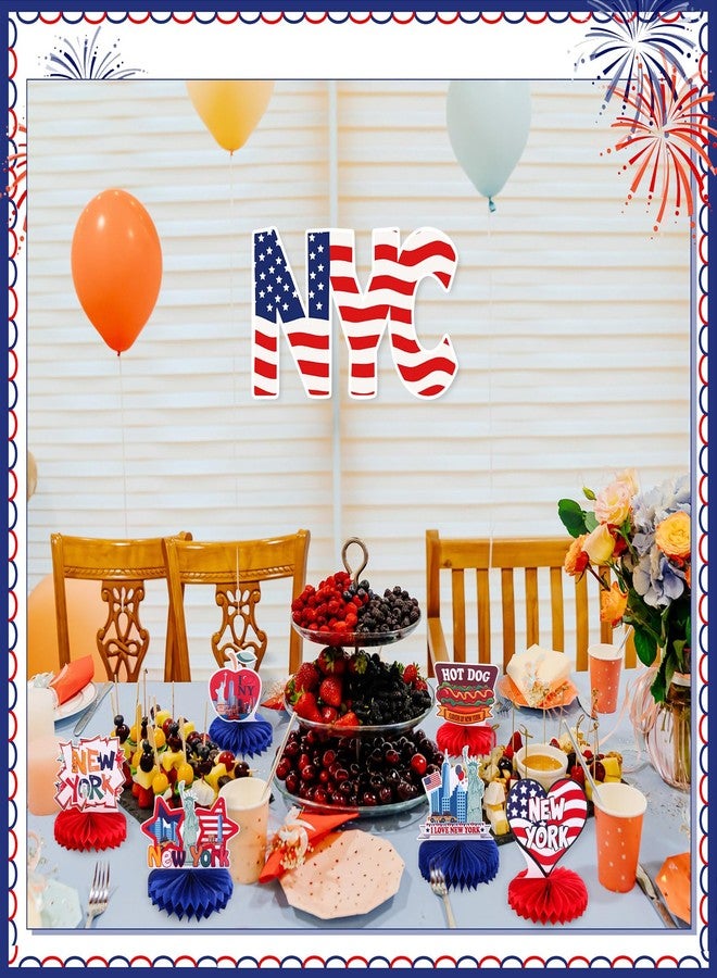Weekgrat 9 Pcs New York Party Decorations NYC Honeycomb Decorations Big City USA Travel Theme Party Centerpiece Set Cityscape Decor for Birthday Baby Shower Table Decor - Image 4